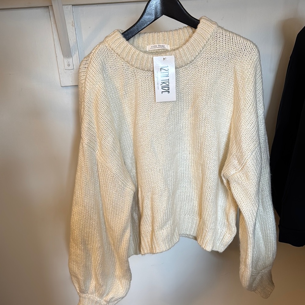 NWT 12th Tribe Cream Knit Sweater